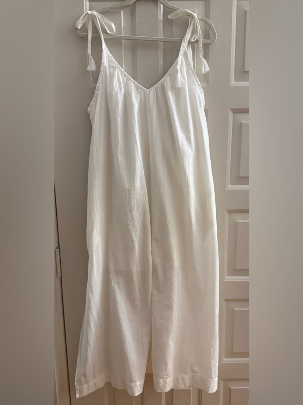 Old Navy Sleeveless Tie Shoulder 100% Cotton Maxi Dress White - Small